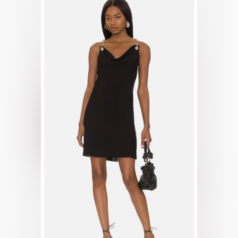 CULT GAIA NWT Nerida black slip dress XS new with tag gold chain mini